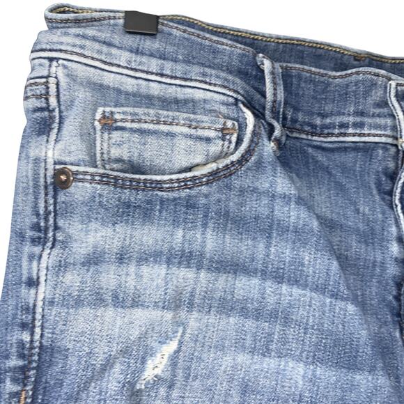 LOFT Modern Skinny Jeans Women's 27/4 Blue Stretch Denim Distressed Low Rise - Picture 5 of 13